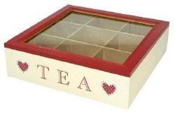 Boîte à thé - tisane en bois avec coeur